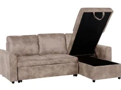 Beliani 3-Istuttava Kulmavuodesohva Säilytystilalla Keinonahka Vasenk. Ruskea Nesna Best Sale