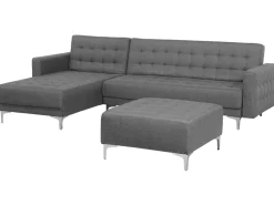 Beliani 4-Istuttava Kulmavuodesohva Ja Rahi Kangas Oikeak. Vaaleanharmaa Aberdeen Outlet