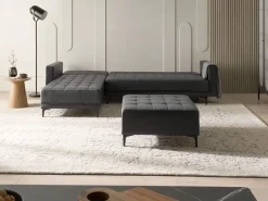 Beliani 4-Istuttava Kulmavuodesohva Ja Rahi Keinonahka Oikeak. Musta Aberdeen Store