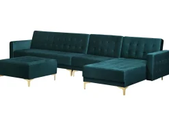 Beliani 5-Istuttava Kulmavuodesohva Ja Rahi Sametti Vasenk. Sinivihrea Aberdeen New