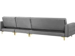 Beliani 5-Istuttava Kulmavuodesohva Sametti Vasenk. Harmaa Aberdeen Clearance