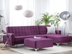 Beliani 4-Istuttava Kulmavuodesohva Ja Rahi Kangas Vasenk. Violetti Aberdeen Store