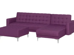 Beliani 4-Istuttava Kulmavuodesohva Ja Rahi Kangas Vasenk. Violetti Aberdeen Store