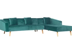 Beliani 4-Istuttava Kulmavuodesohva Sametti Vasenk. Vihrea Vadso Cheap