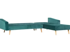 Beliani 4-Istuttava Kulmavuodesohva Sametti Vasenk. Vihrea Vadso Cheap