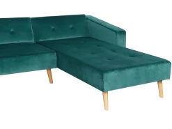 Beliani 4-Istuttava Kulmavuodesohva Sametti Vasenk. Vihrea Vadso Cheap