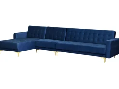 Beliani 5-Istuttava Kulmavuodesohva Sametti Oikeak. Laivastonsininen Aberdeen Outlet