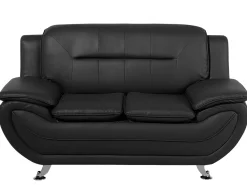 Beliani 2-Istuttava Musta Keinonahkainen Sohva Leira Flash Sale