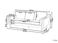 Beliani 3-Istuttava Musta Sohva Lokka Shop