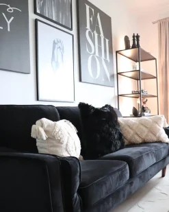 Beliani 3-Istuttava Musta Sohva Lokka Shop