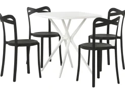 Beliani 4-Istuttava Mustavalkoinen Muovinen Puutarhakalustesetti Sersale / Camogli Sale