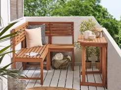 Beliani 4-Istuttava Parvekesetti Vaalea Akasiapuu Treia Clearance