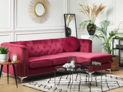 Beliani 3-Istuttava Punainen Vasenk. Kulmasohva Flen Cheap