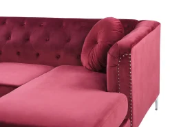 Beliani 3-Istuttava Punainen Vasenk. Kulmasohva Flen Cheap