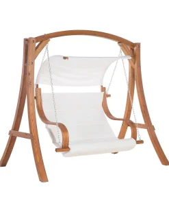 Beliani 2-Istuttava Puutarhakeinu Lehtikuusi Vaalea Puu/Valkoinen Aprilia Hot