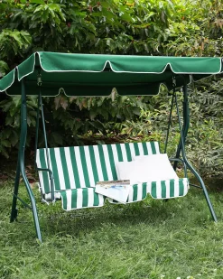 Beliani 3-Istuttava Puutarhakeinu Vihrea/Valkoinen Chaplin Fashion