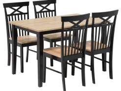 Beliani 4-Istuttava Ruokailuryhma Kumipuu Musta/Vaalea Puu Houston Sale