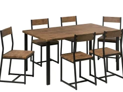 Beliani 6-Istuttava Ruokailuryhma Tumma Puu/Musta Laredo Flash Sale