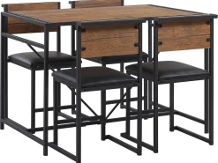 Beliani 4-Istuttava Ruokailuryhma Tumma Puu/Musta Burton New