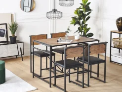 Beliani 4-Istuttava Ruokailuryhma Tumma Puu/Musta Burton New