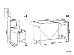 Beliani 4-Istuttava Ruokailuryhma Tumma Puu/Musta Burton New