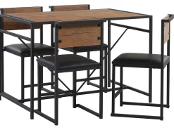 Beliani 4-Istuttava Ruokailuryhma Tumma Puu/Musta Burton New