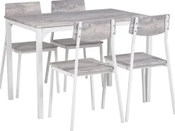 Beliani 4-Istuttava Ruokailuryhma Vaaleanharmaa/Valkoinen Bismarck Discount