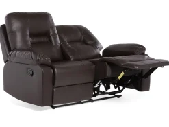 Beliani 2-Istuttava Saadettava Keinonahkainen Sohva Ruskea Bergen Flash Sale