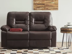 Beliani 2-Istuttava Saadettava Keinonahkainen Sohva Ruskea Bergen Flash Sale