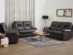 Beliani 2-Istuttava Saadettava Keinonahkainen Sohva Ruskea Bergen Flash Sale