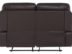 Beliani 2-Istuttava Saadettava Keinonahkainen Sohva Ruskea Bergen Flash Sale