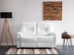 Beliani 2-Istuttava Saadettava Keinonahkainen Sohva Valkoinen Bergen Discount