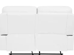 Beliani 2-Istuttava Saadettava Keinonahkainen Sohva Valkoinen Bergen Discount