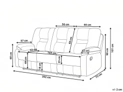 Beliani 3-Istuttava Saadettava Keinonahkainen Sohva Musta Bergen Shop
