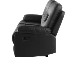 Beliani 3-Istuttava Saadettava Keinonahkainen Sohva Musta Bergen Shop