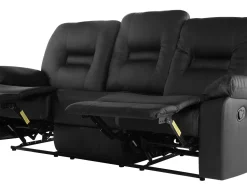 Beliani 3-Istuttava Saadettava Keinonahkainen Sohva Musta Bergen Shop