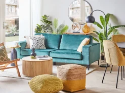 Beliani 3-Istuttava Samettisohva Vaaleansininen Vadstena Best Sale