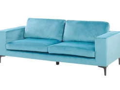 Beliani 3-Istuttava Samettisohva Vaaleansininen Vadstena Best Sale