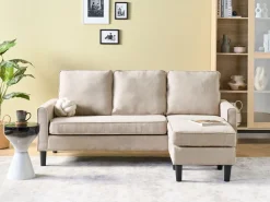 Beliani 3-Istuttava Sohva Ja Rahi Kangas Beige Avesta New