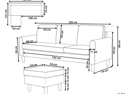 Beliani 3-Istuttava Sohva Ja Rahi Kangas Beige Avesta New
