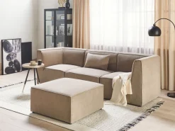 Beliani 3-Istuttava Sohva Ja Rahi Vakosametti Ruskeanharmaa Lemvig Online