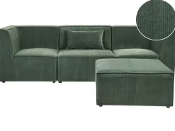 Beliani 3-Istuttava Sohva Ja Rahi Vakosametti Tummanvihrea Lemvig Best Sale