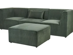 Beliani 3-Istuttava Sohva Ja Rahi Vakosametti Tummanvihrea Lemvig Best Sale