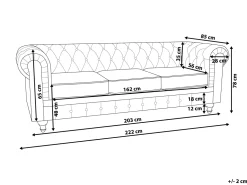 Beliani 3-Istuttava Sohva Kangas Beige Iso Chesterfield Best