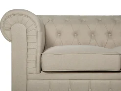 Beliani 3-Istuttava Sohva Kangas Beige Iso Chesterfield Best