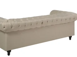 Beliani 3-Istuttava Sohva Kangas Beige Iso Chesterfield Best