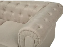 Beliani 3-Istuttava Sohva Kangas Beige Iso Chesterfield Best