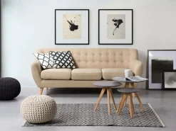 Beliani 3-Istuttava Sohva Kangas Beige Motala Cheap