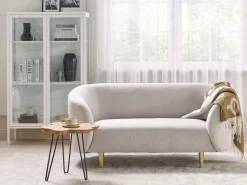 Beliani 2-Istuttava Sohva Kangas Beige/Kulta Loen Cheap