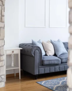 Beliani 3-Istuttava Sohva Kangas Harmaa Chesterfield Clearance